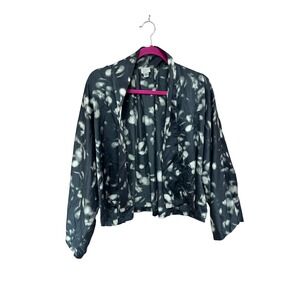 A New Day Kimono‎ Jacket Open Front Black White Abstract Lightweight OSFM